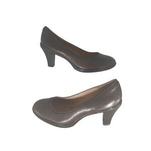 Sofft Women Brown Leather Block Heel Pumps Shoes Size 11M